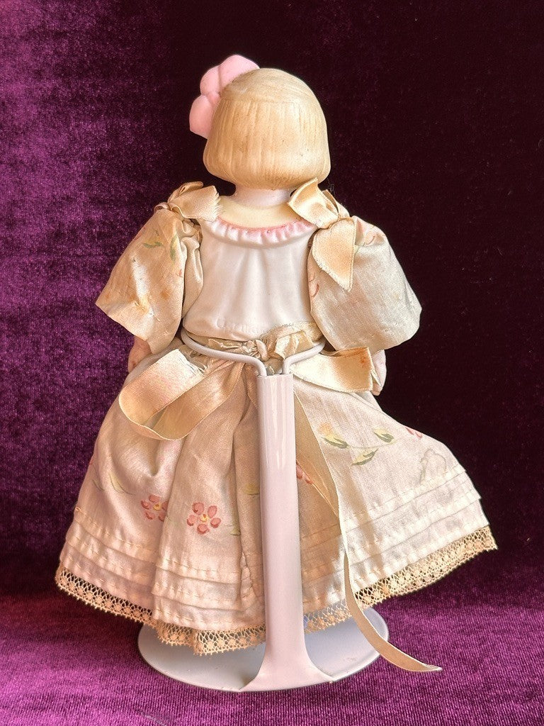 Rare Antique German Hertwig 6.75” Bisque Molded Torso Character Dollhouse Doll