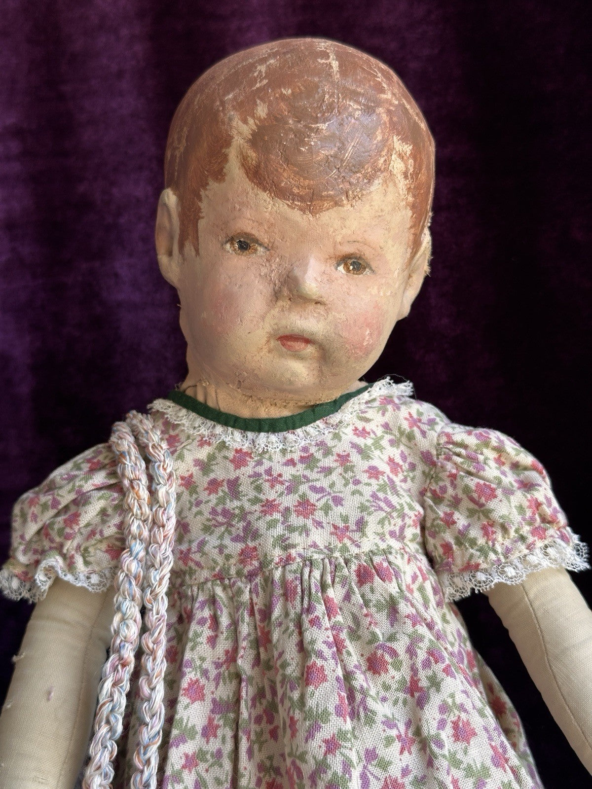 Early Antique German 16” Kathe Kruse Type I Cloth Rag Doll Wide Hips