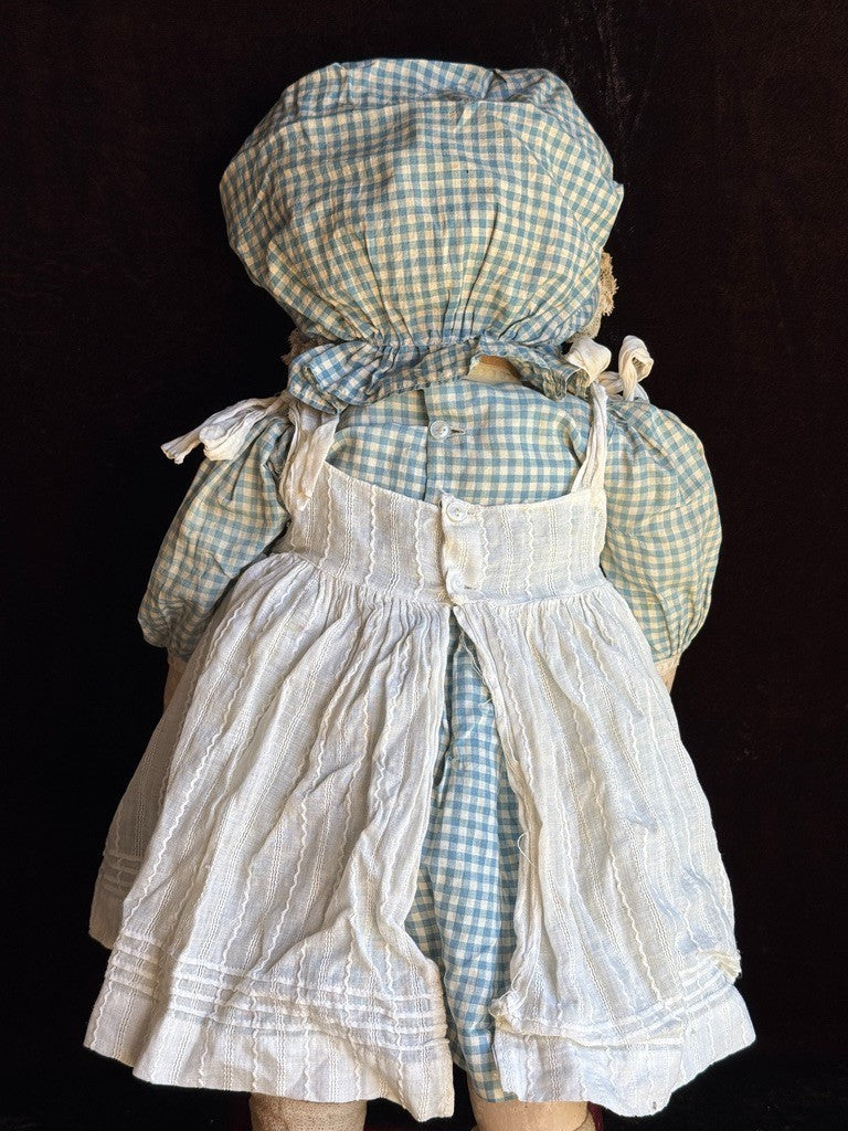 Rare Antique American 22” Gertrude Rollinson Oil Painted Cloth Baby Doll