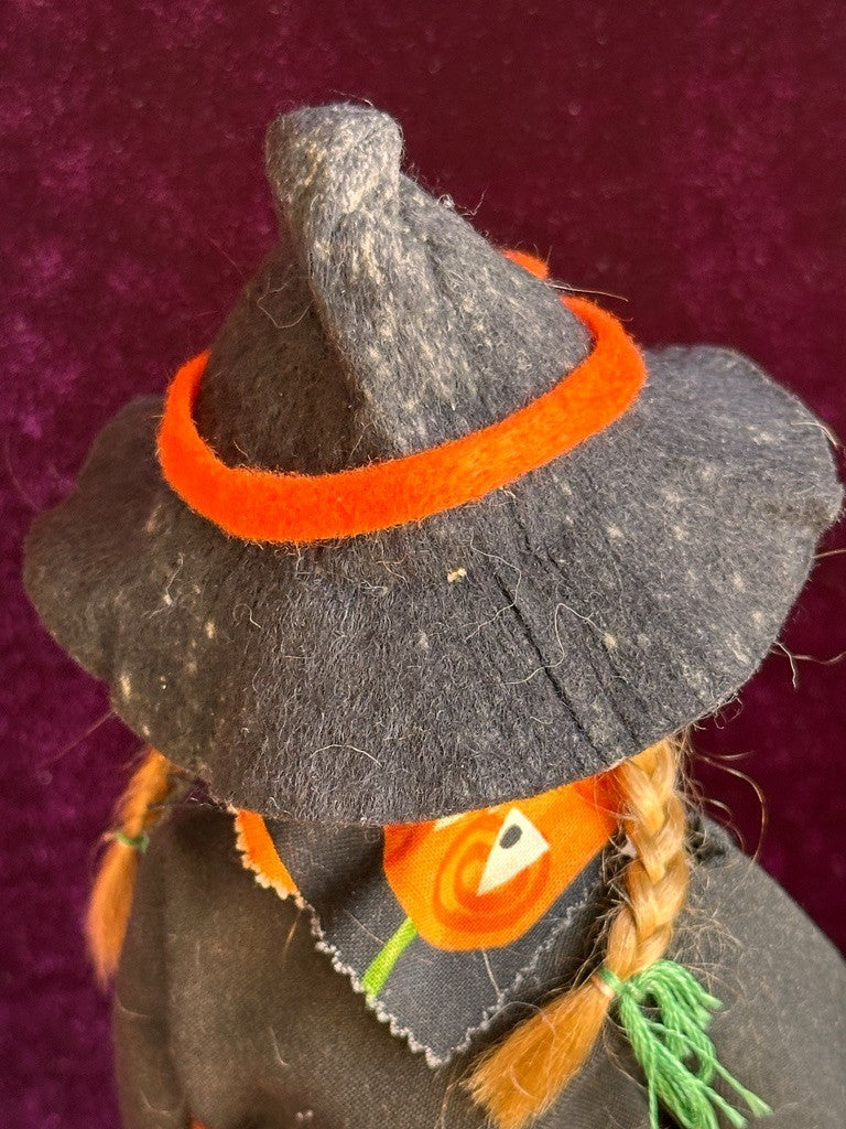 Porcelain/Composition UFDC (?) Artist Two-Faces 9.25" Halloween Girl/Witch Doll