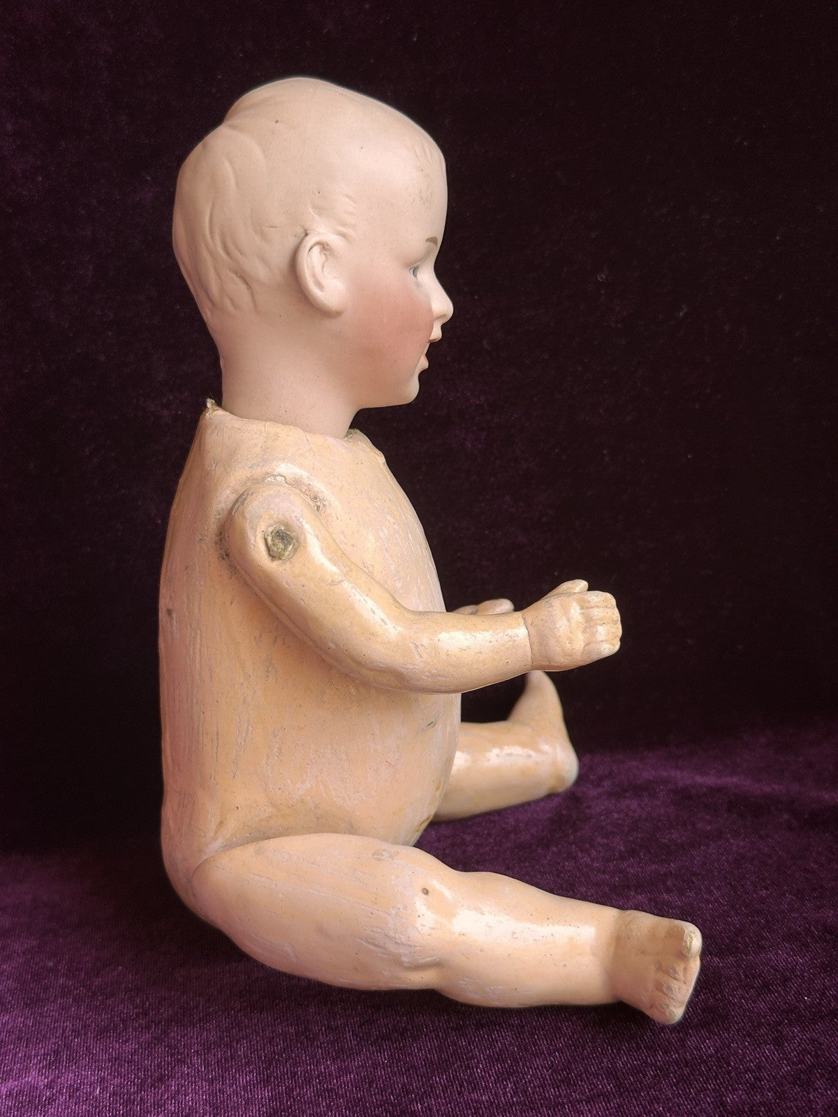 Antique German 11” Gebruder Heubach 7647 Bisque Shoulder Head Character Boy Doll