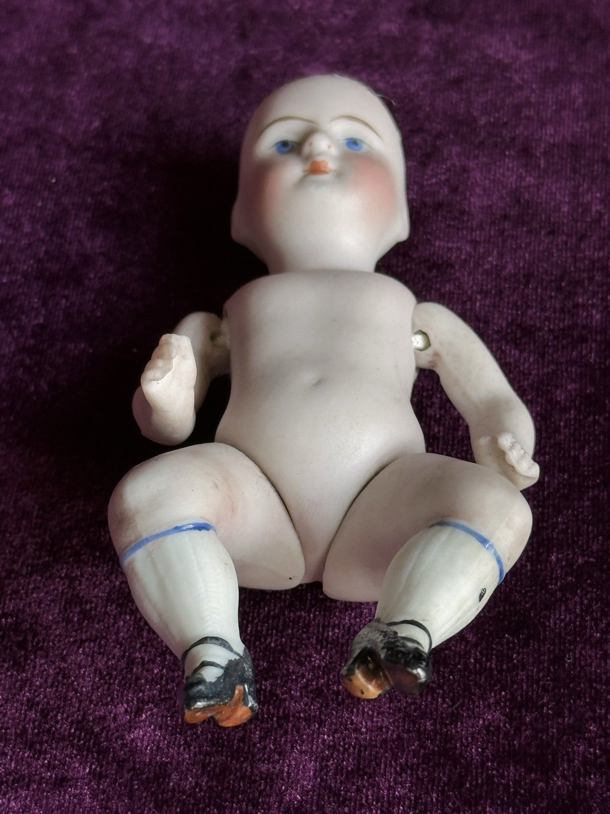 Rare Antique German 4.25” Kestner 184 All Bisque Mignonette Doll with Bent Legs