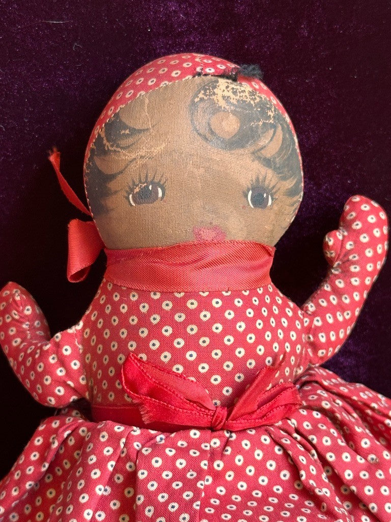 Vintage American 9" Topsy Turvy Belindy Cloth Painted Doll