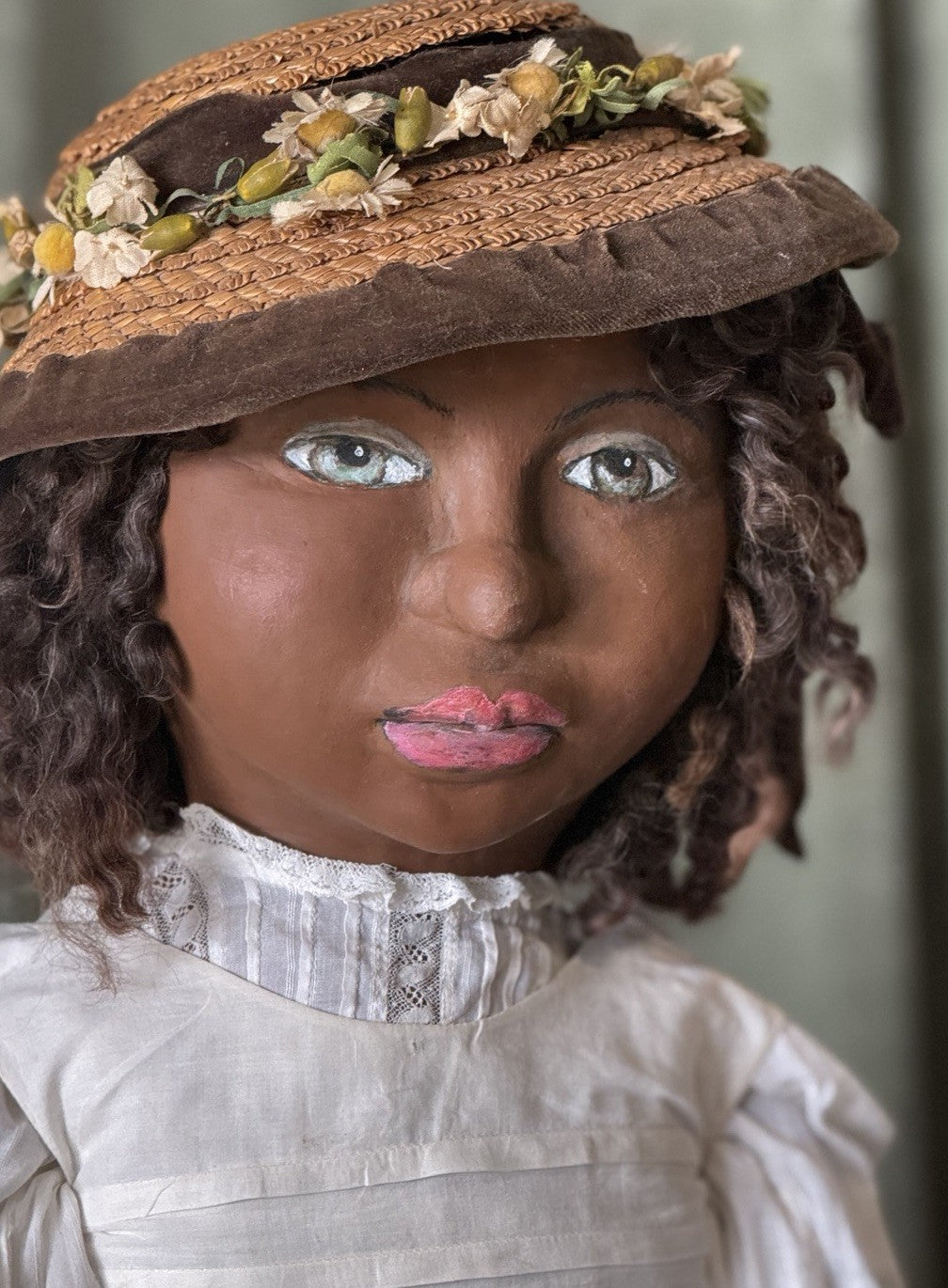 OOAK (?) Handmade Papier-mâché Like AA 29” Doll with Her Toy Doll