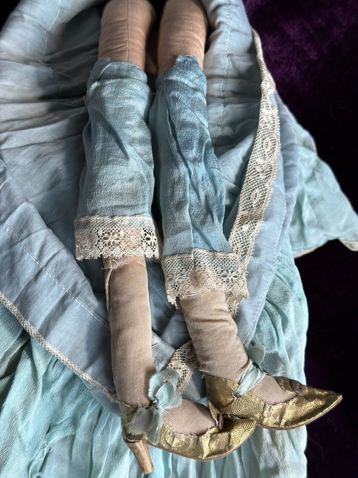 Rare Antique 27" Composition Cloth Art Deco Style French Boudoir Doll Glass Eye