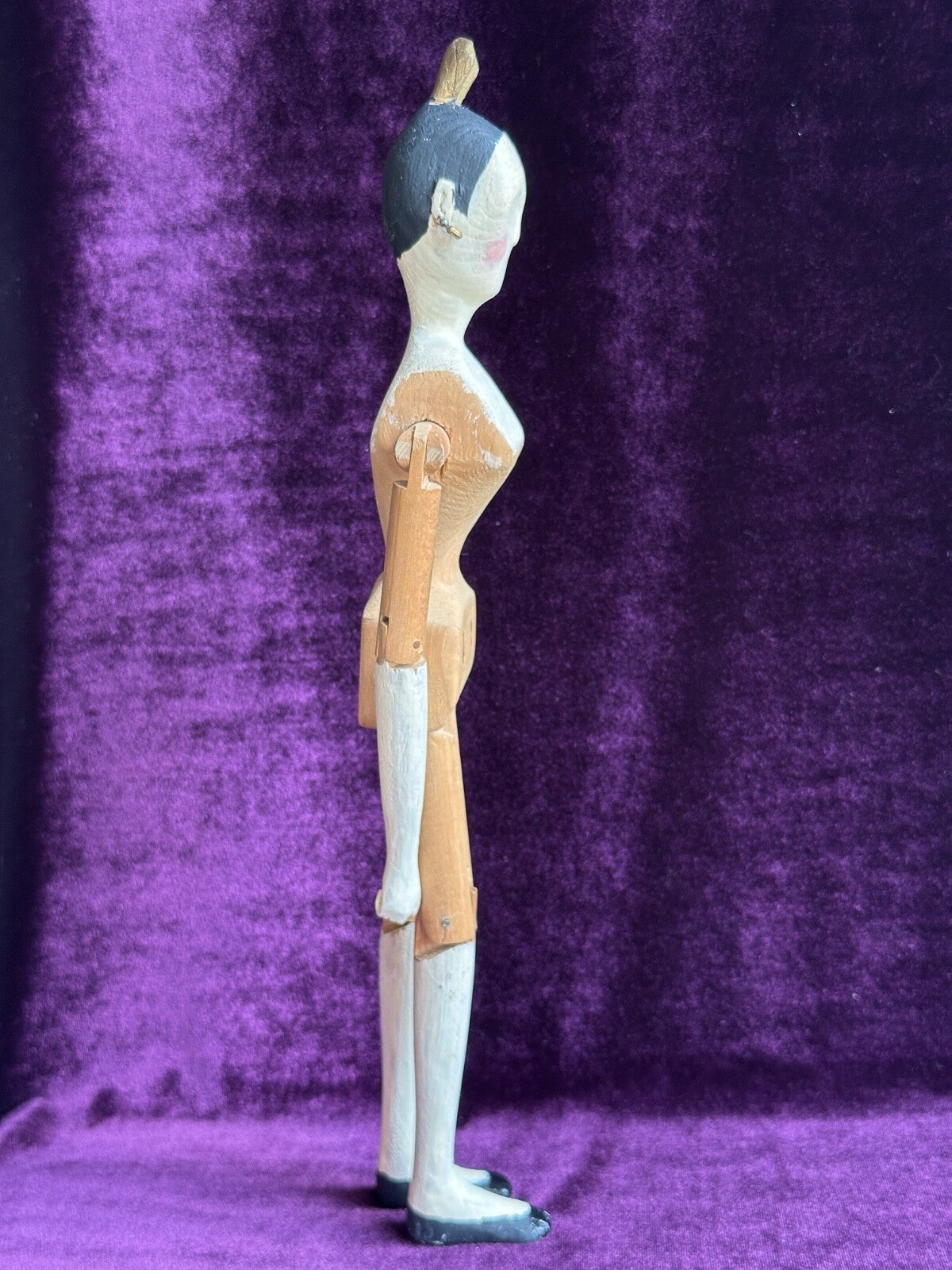 Vintage 13" Reproduction of Antique Grodnertal Wooden Jointed Tuck Comb Doll