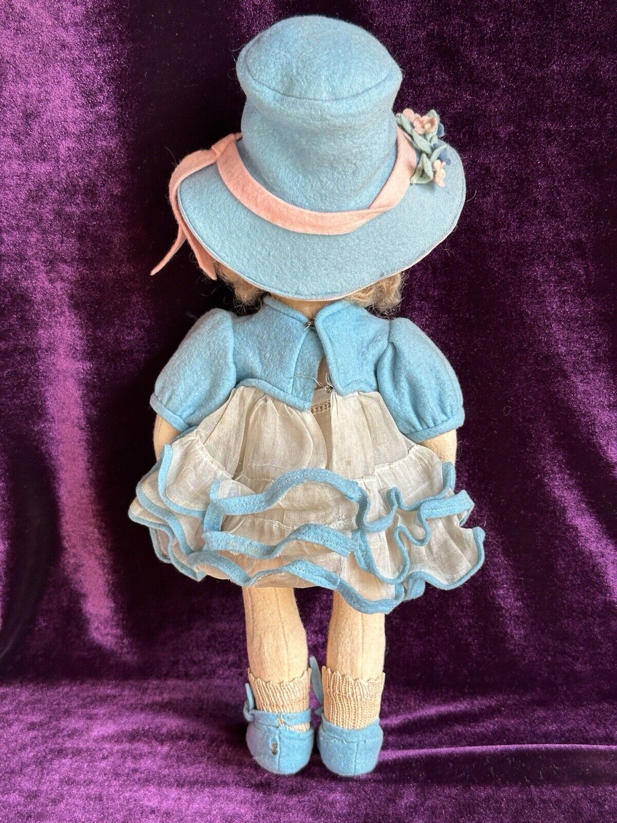 Vintage Italian All Original 12” Lenci 111/2000 Series Felt Cloth Doll Tagged