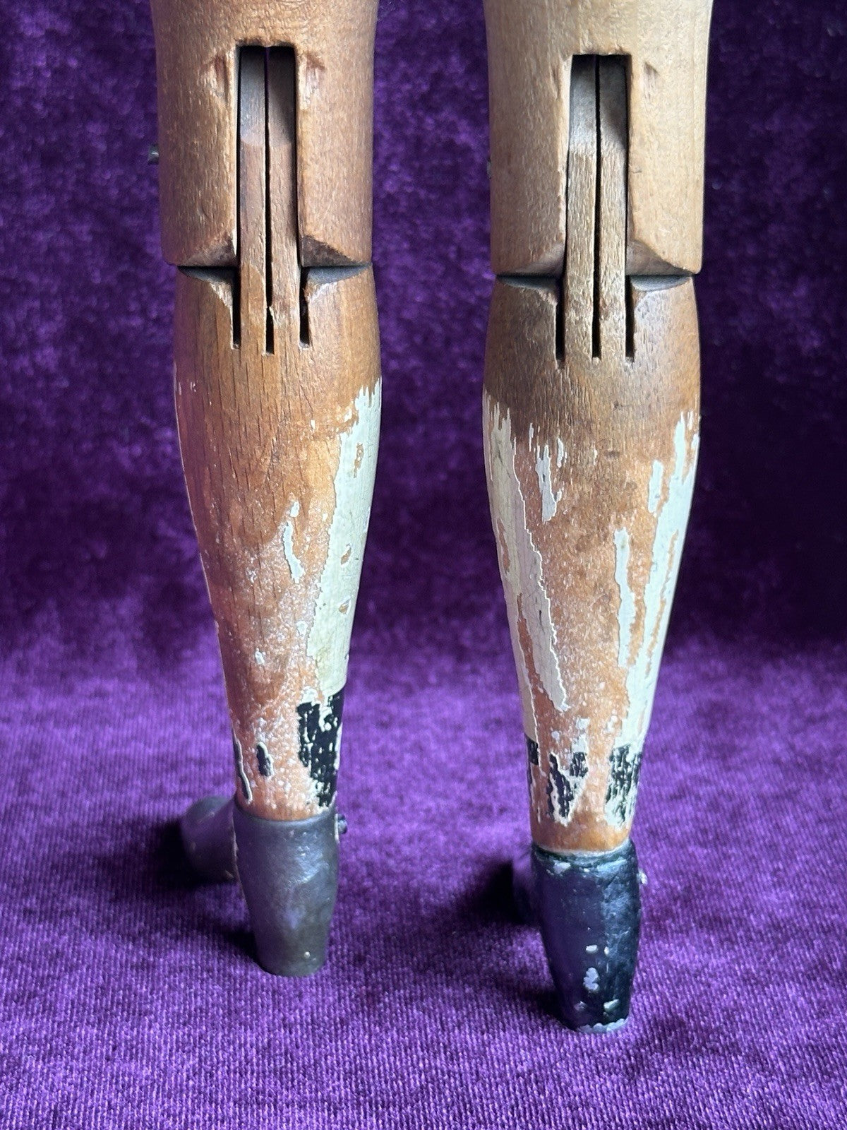 Rare Early American 15” Joel Ellis Metal Wood Jointed Doll