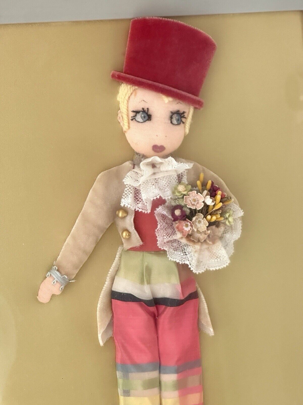 2 Vintage Framed Diorama Cloth Dolls Displays by American Artist Alice Daly