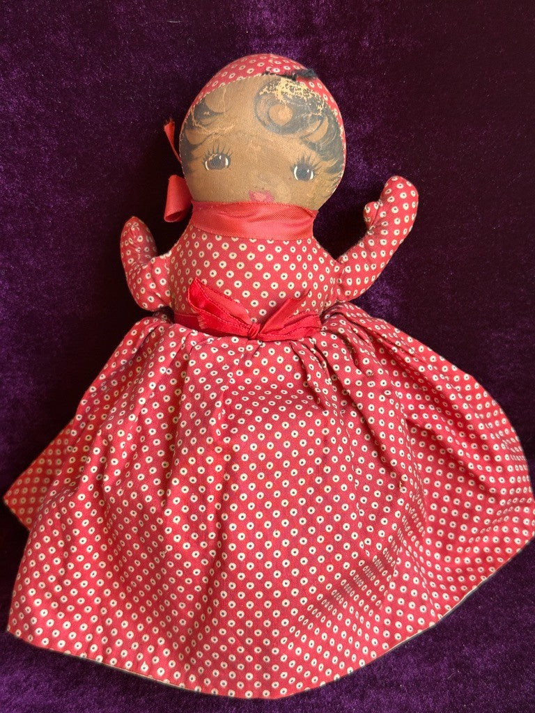 Vintage American 9" Topsy Turvy Belindy Cloth Painted Doll