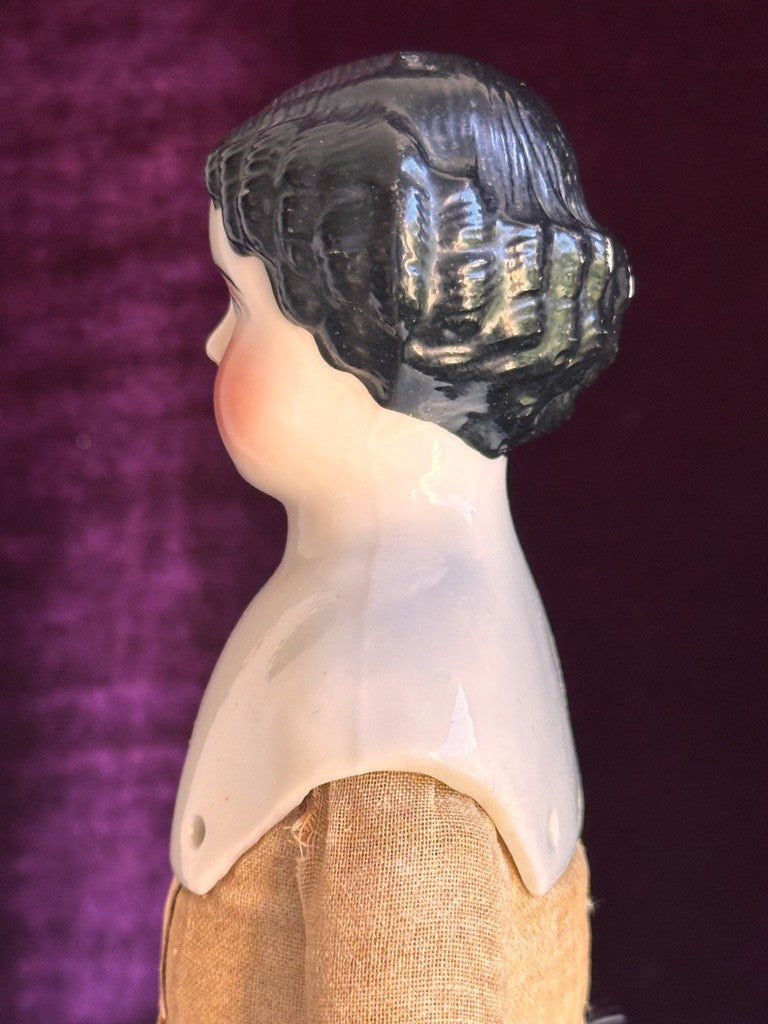 Antique German 16” Flat Top China Shoulder Head Doll