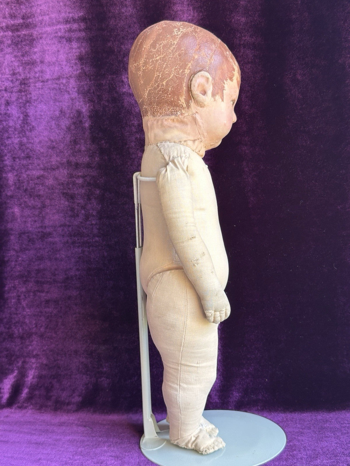 Early Antique German 16” Kathe Kruse Type I Cloth Rag Doll Wide Hips