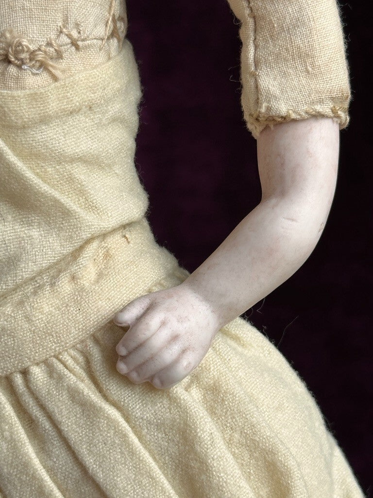 Very Rare 16” Antique German Glass Eyes Parian China Bisque Head Fashion Doll