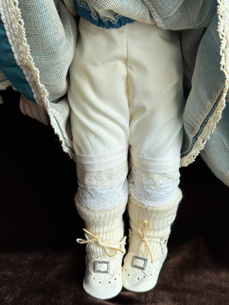 Vintage Porcelain 1967 Leather 15” Reproduction of Antique French Bru Jne Doll