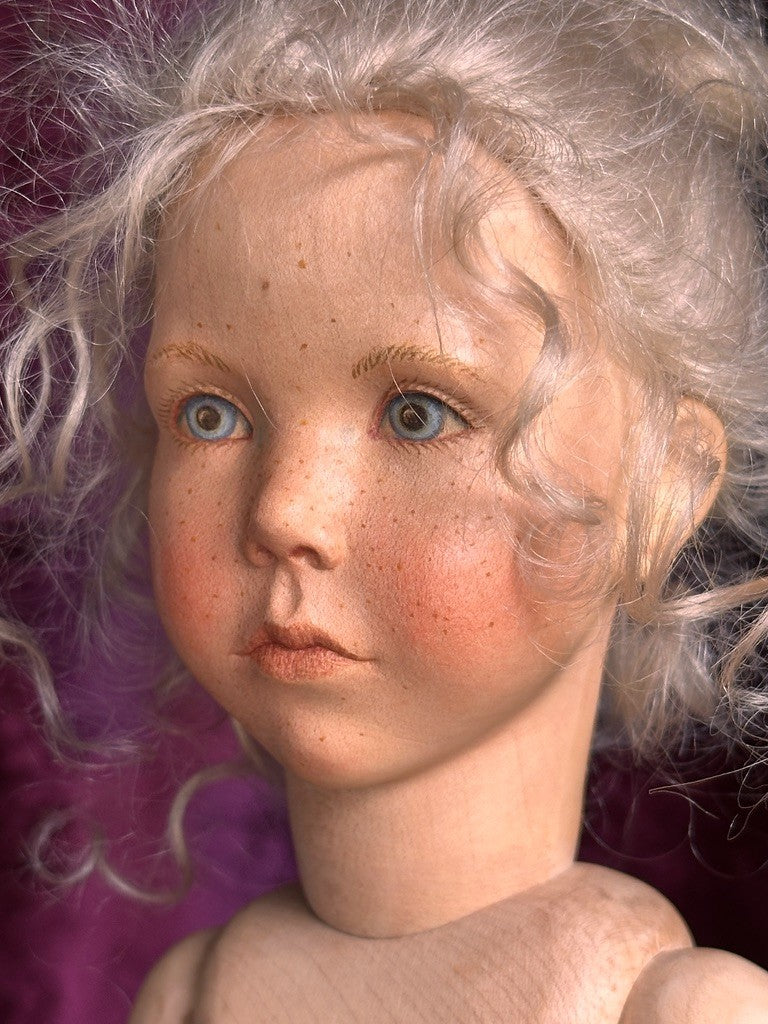 OOAK 1987 Collectible 17" Jointed Wooden Doll by German Artist Regina Sandreuter