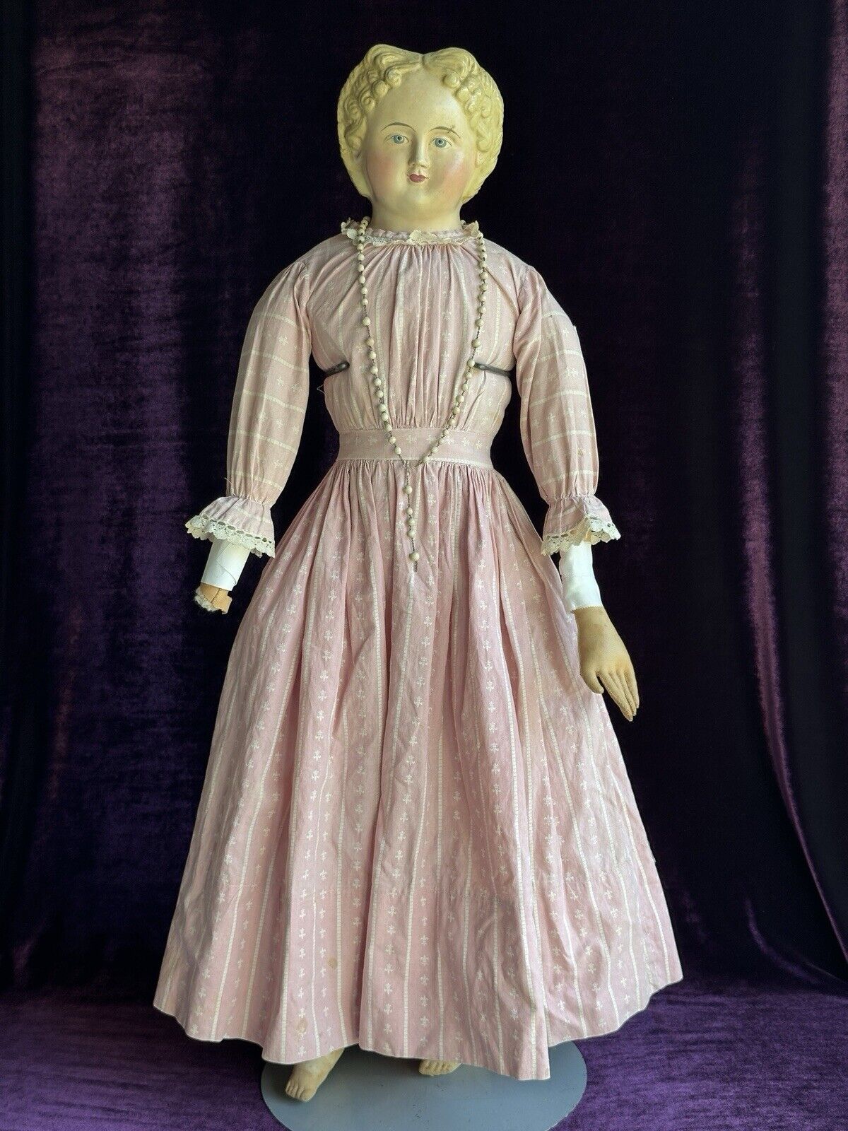 Large Antique American Greiner #10 Papier Mache Head Doll Restored by Emma Clear