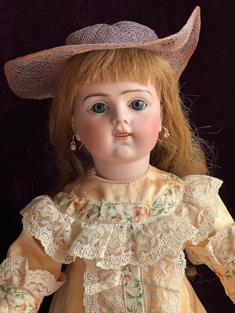 Antique French 21” Bru Jne R Bisque Head Mechanical Walker Body Doll