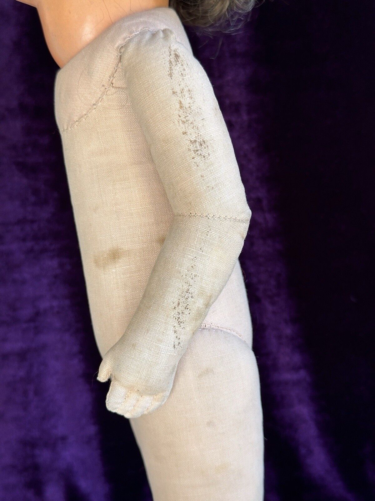 Antique German 18.5” Kathe Kruse VIII (?) Cloth Child Girl Doll with Swivel Neck