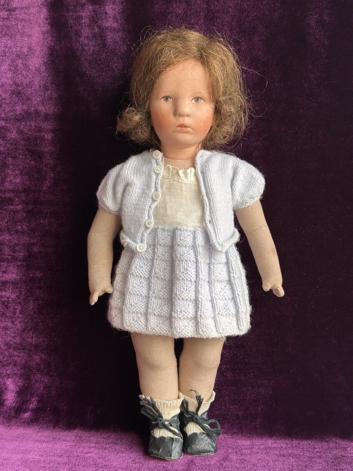 Vintage 14” Kathe Kruse IX German Child Cloth Girl Doll with Swivel Head