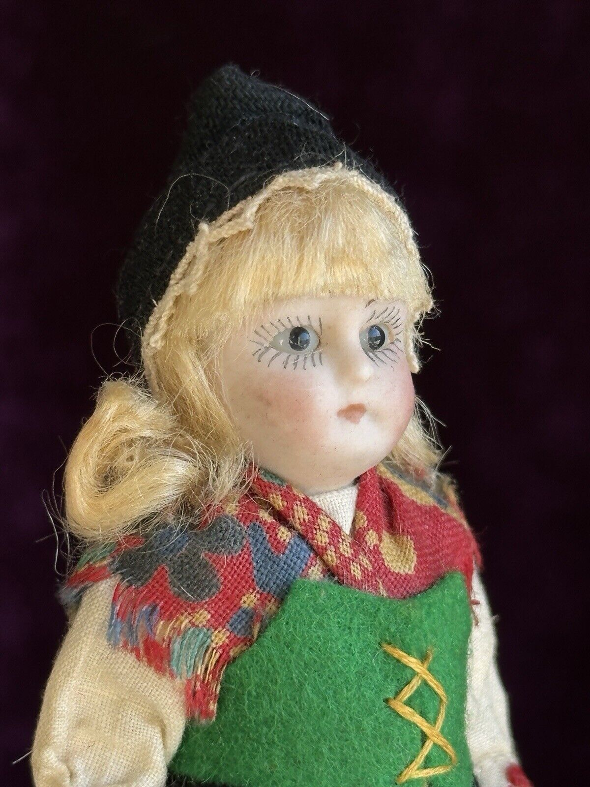 Pair of Antique German All Bisque Kuhnlenz (?) Miniature 3.5” Mignonette Dolls