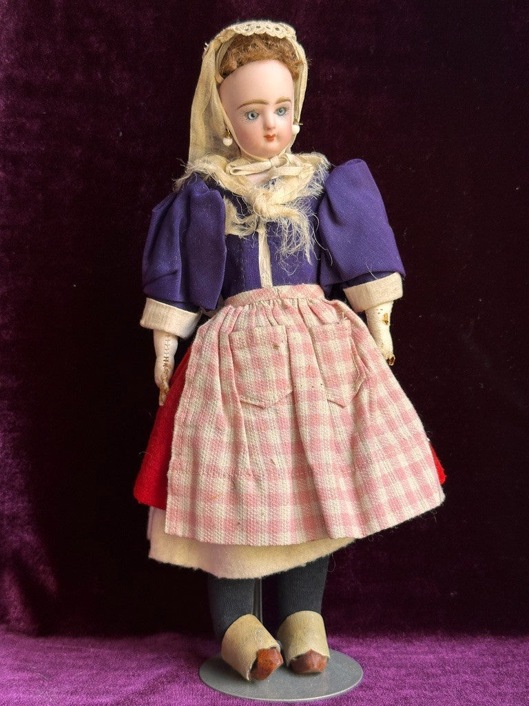 Rare Antique French Petite 11" Jumeau (?) Bisque Head Regional Fashion Doll