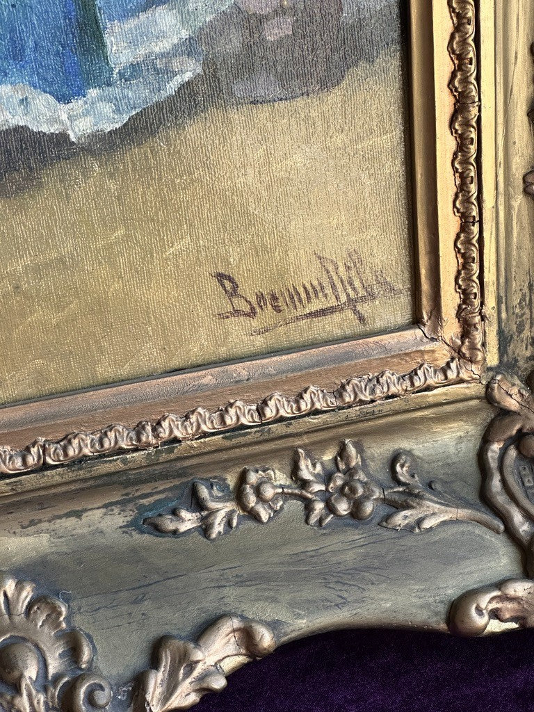 Ritta Boemm Oil Painting Käthe Kruse Dolls Signed Original Artwork in Gilt Frame