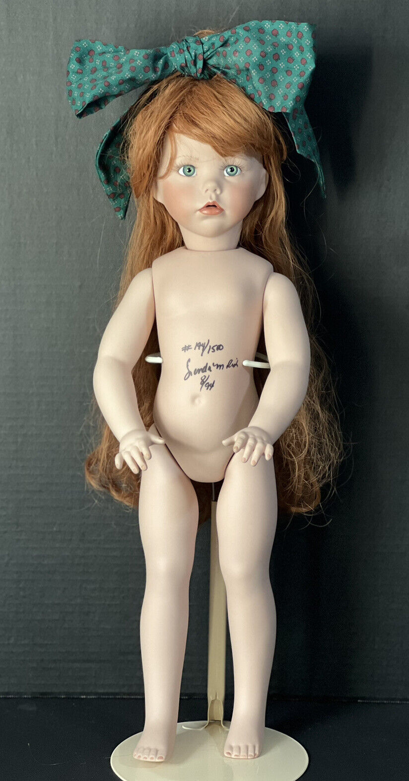 Collectible Porcelain 24” Doll “Candy Apple” Linda Rick Doll Maker Box/tag