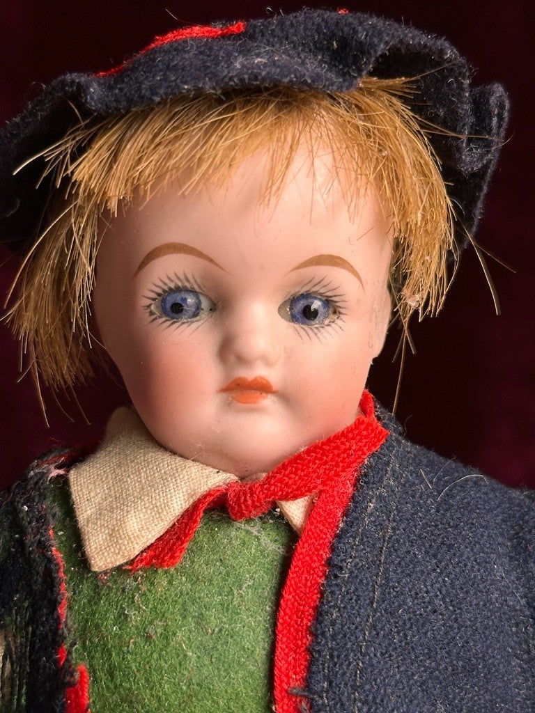 Antique German 10" Kling Bisque Shoulder Head Boy Doll