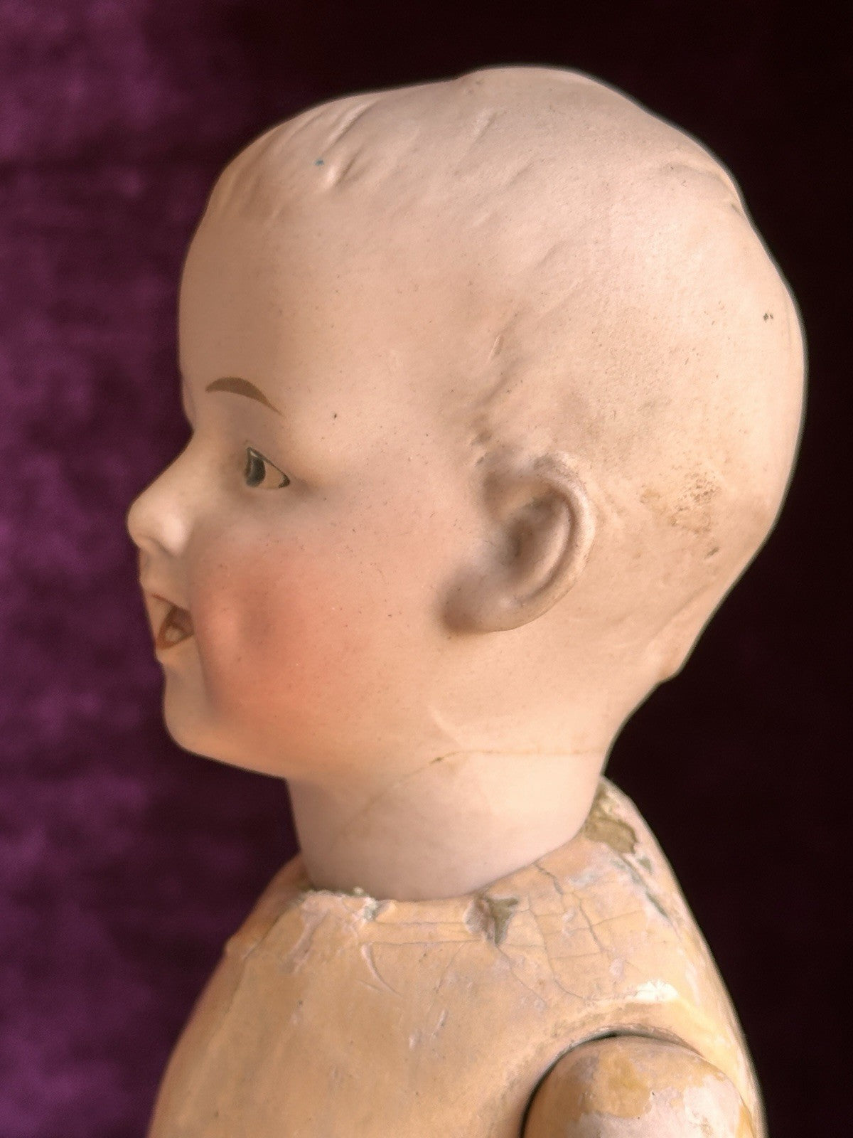 Antique German 11” Gebruder Heubach 7647 Bisque Shoulder Head Character Boy Doll