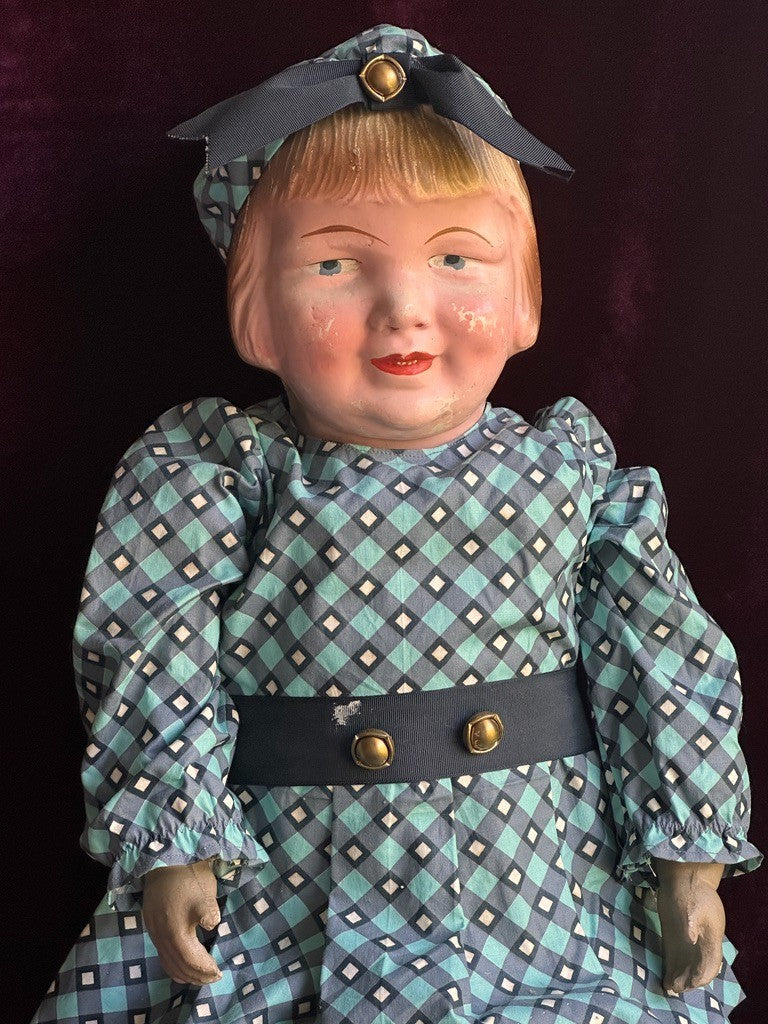 Antique American 31” Elektra (?) Amberg (?) Composition Character Girl Doll