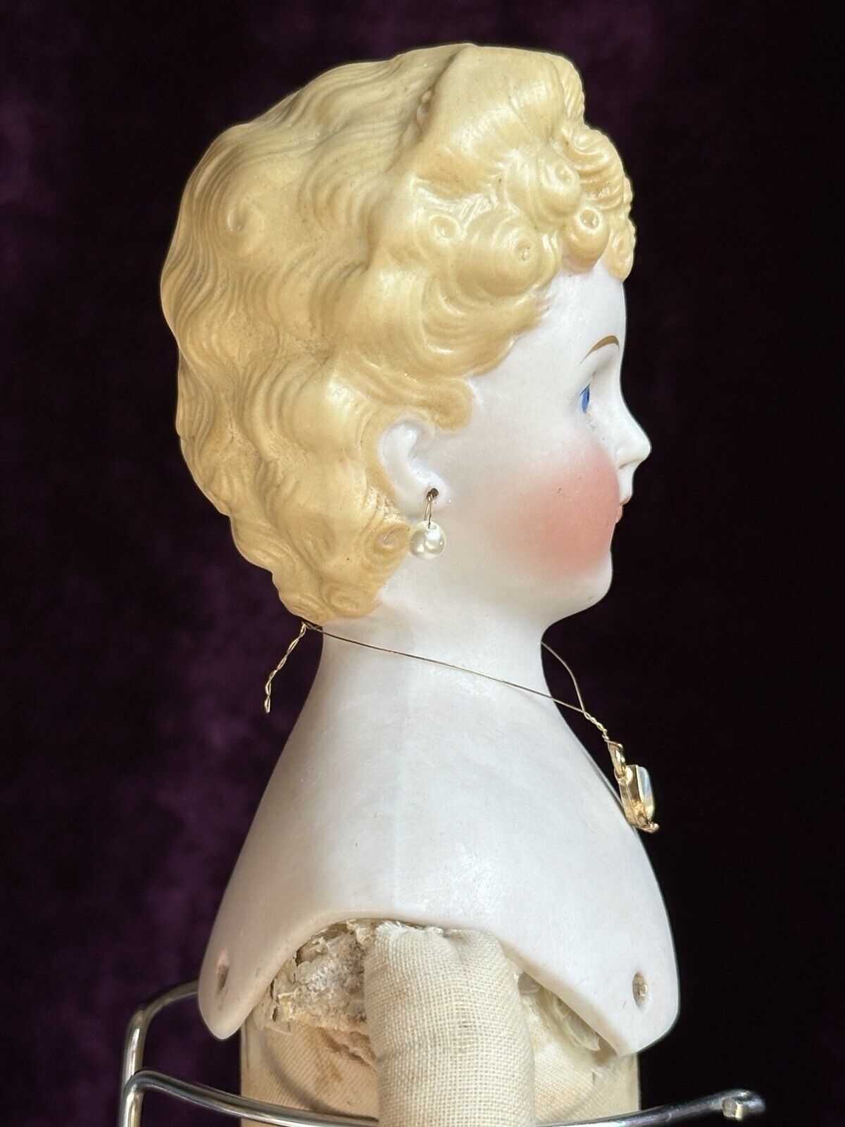 Rare Antique German 15” Parian China Bisque Shoulder Head Fashion Doll