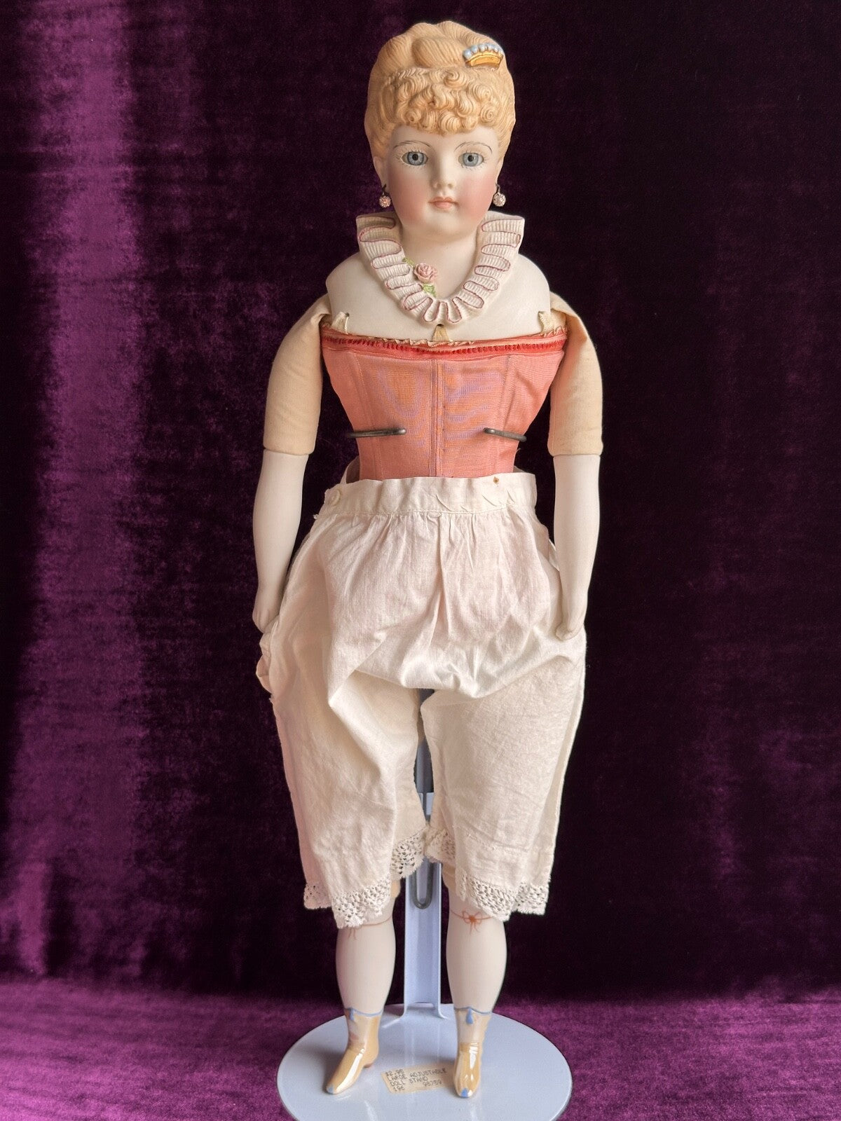 Rare Vintage 20.5” Reproduction of Antique German Kling Parian Doll Glass Eyes