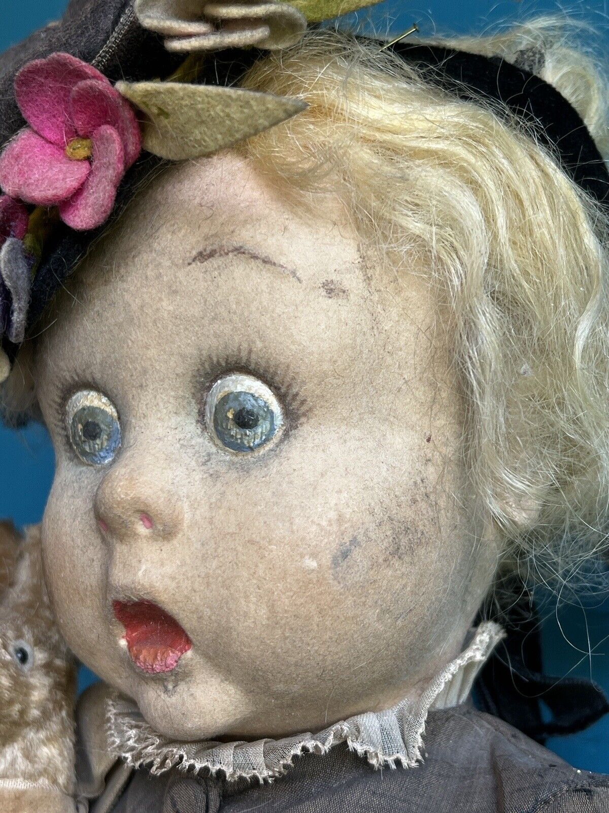 Rare Vintage Italian All Original Lenci Googly Eyes Felt Doll The Merry Widow