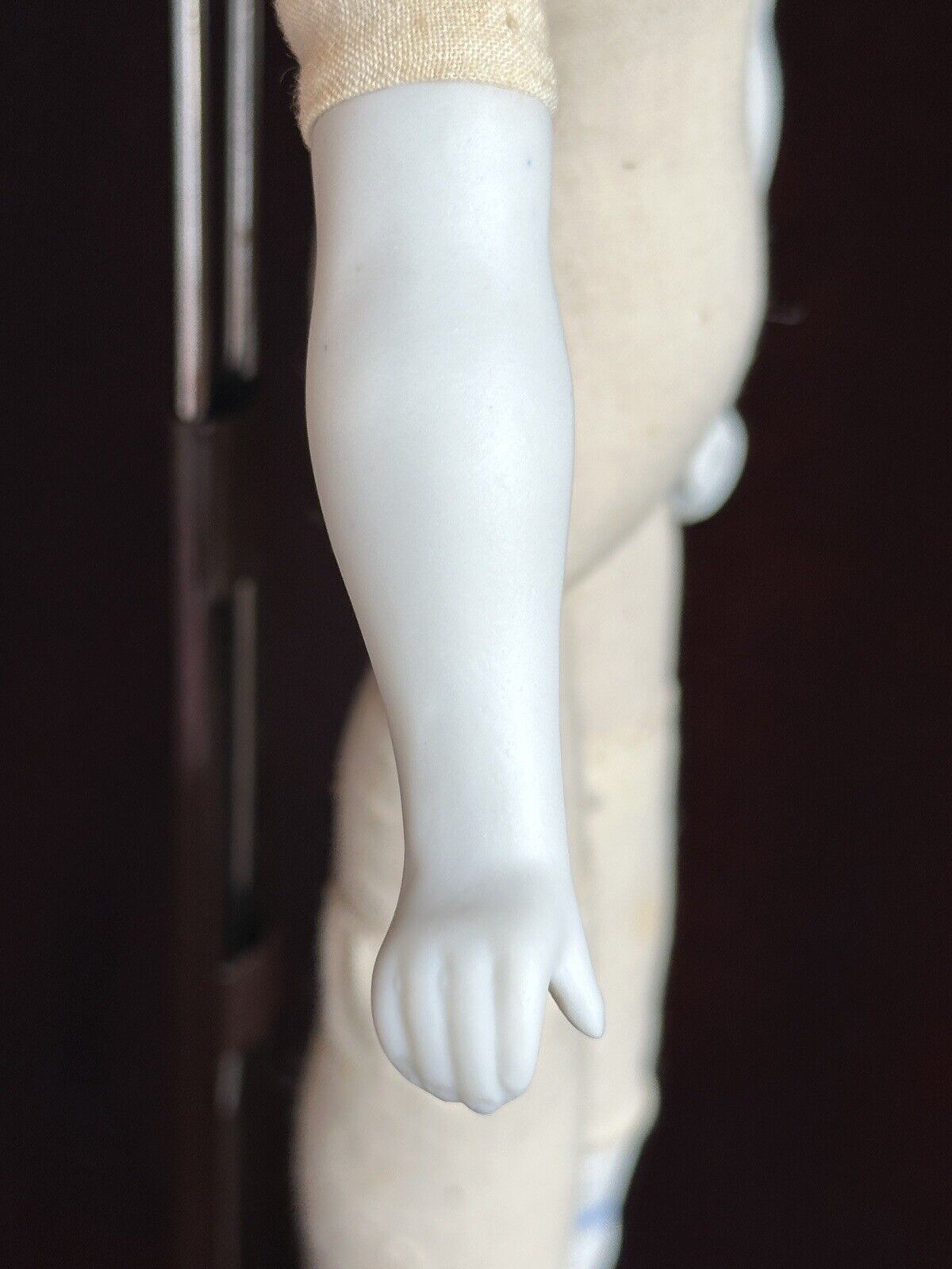 Antique German Hertwig 14” Molded Hat Parian Bisque Shoulder Head Doll