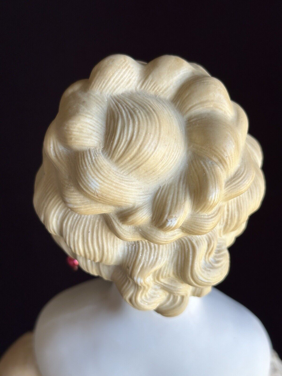 Very Rare Antique German 22” Parian Bisque Turned Head Pierced Ears Lady Doll