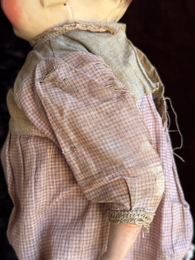 Early Antique American 18" Composition Head Straw Filled Doll
