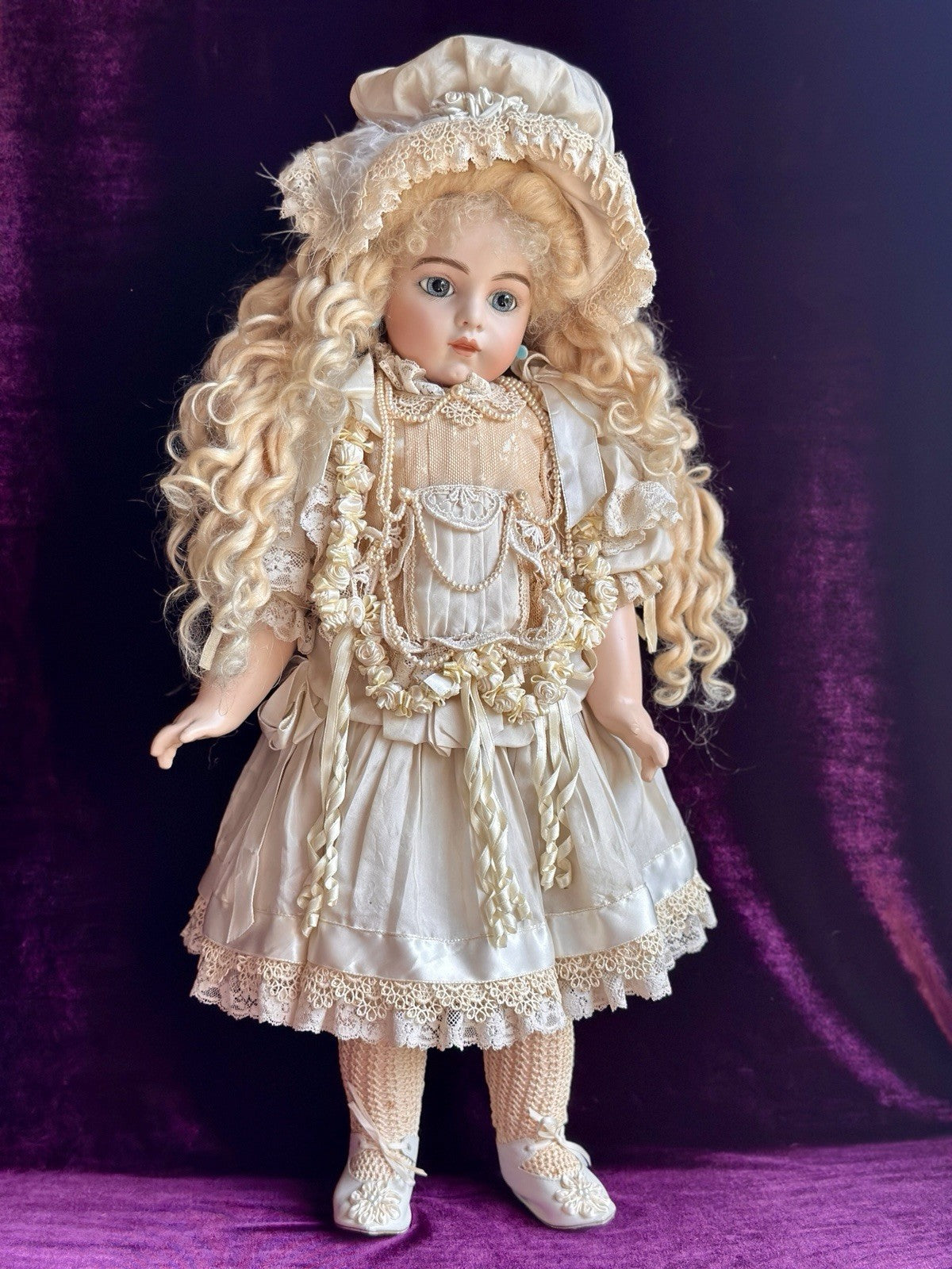 Vintage Porcelain/Comp. 22” Artist Reproduction of Antique French Bru Jne Doll