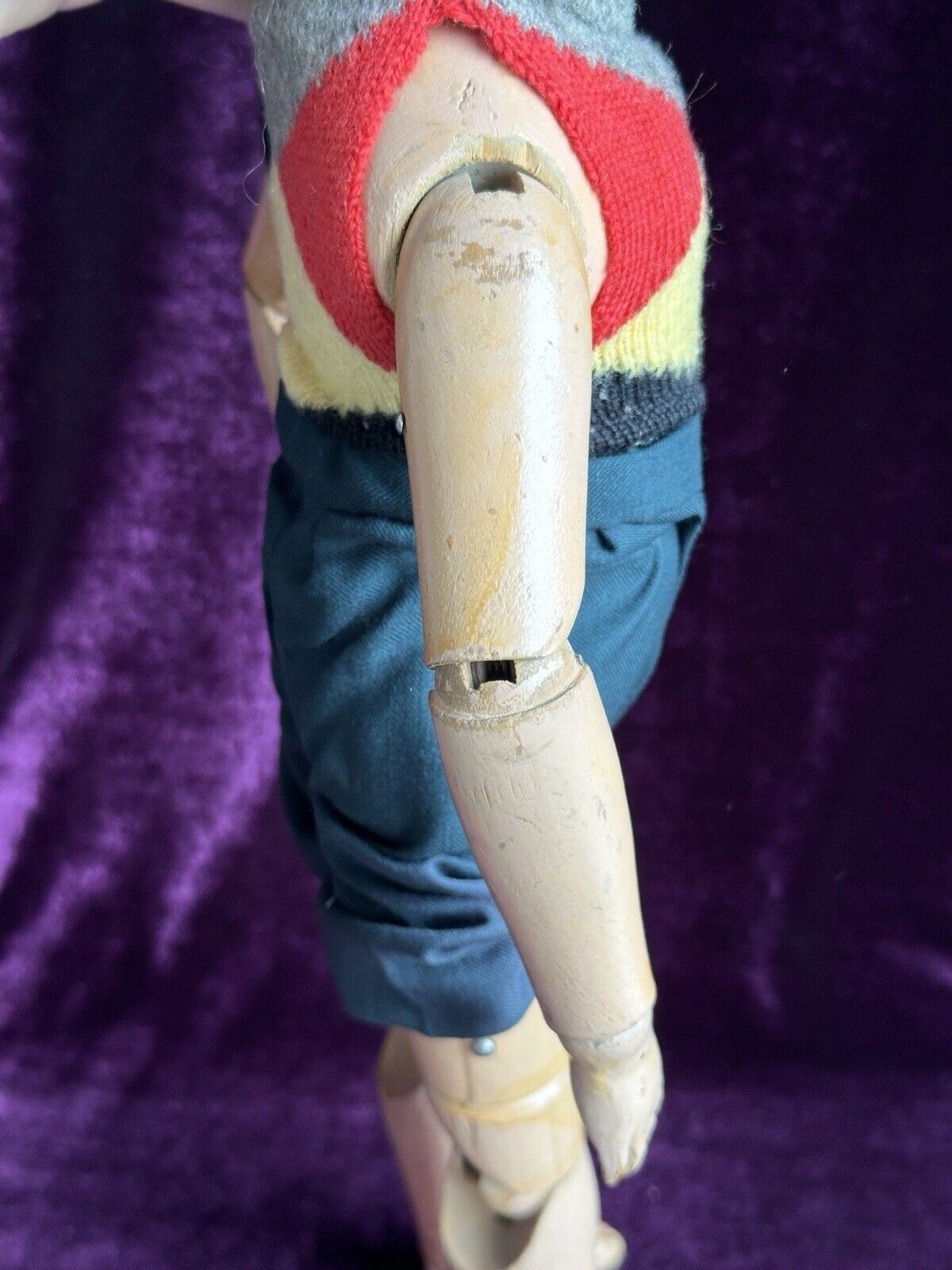 Antique American 19” Schoenhut 308 (?) Wood Carved Boy Doll