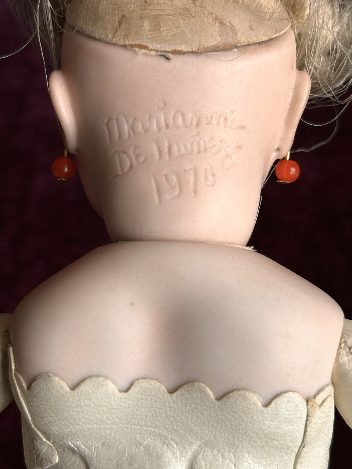 Vintage 9” Artist Reproduction of Antique French Bru Jne Porcelain Leather Doll
