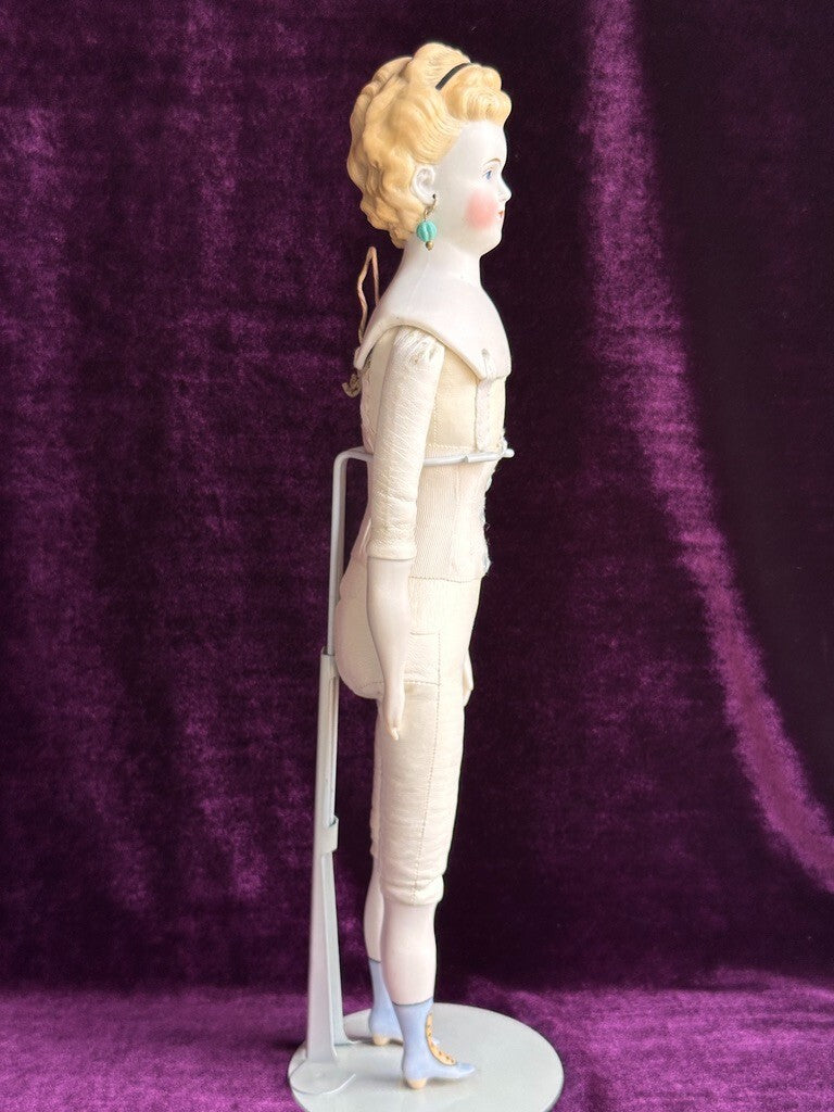 Antique German 16.5” Parian China Bisque Shoulder Head Fashion Doll