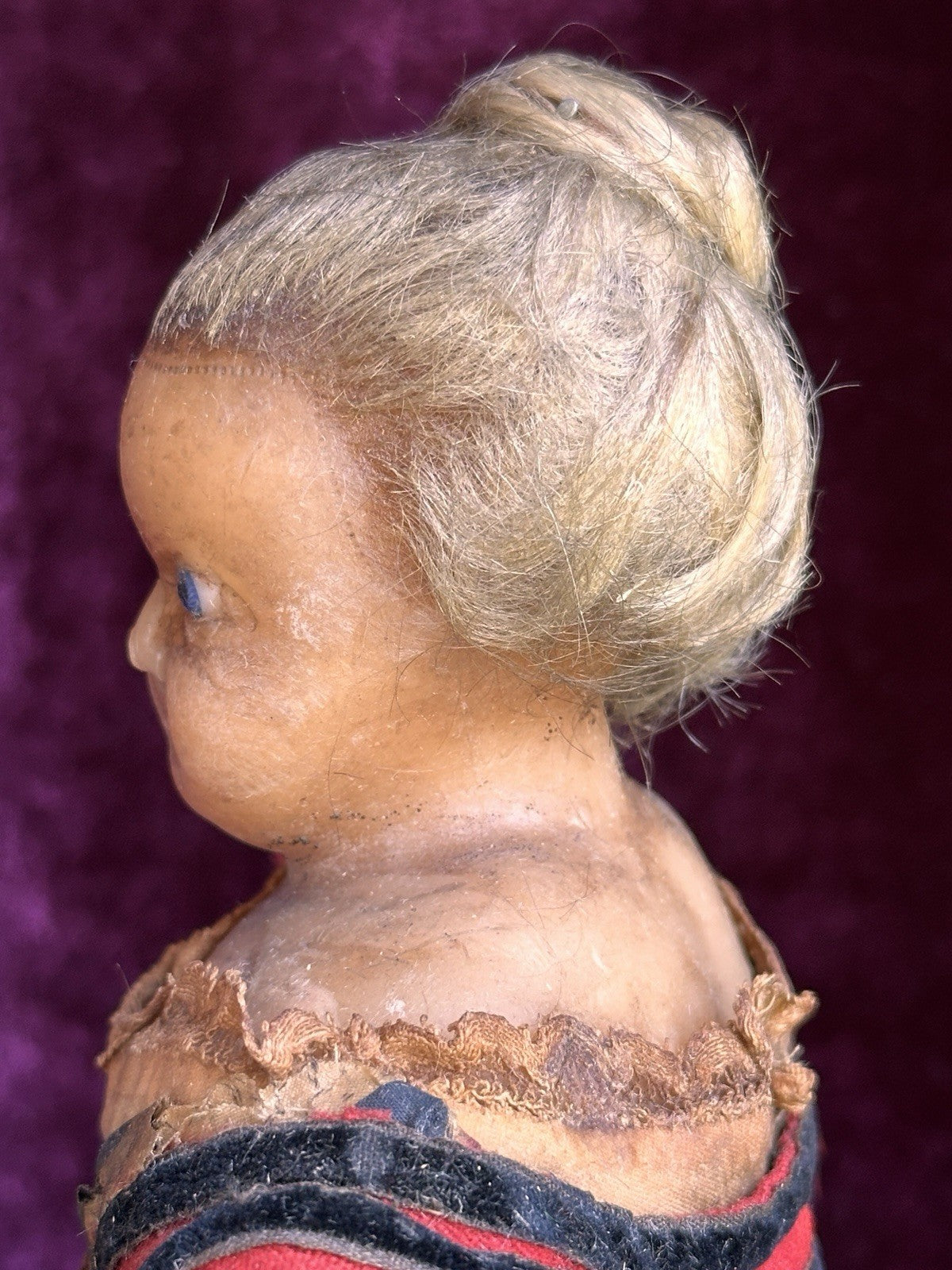 Early Antique English Pierotti 13.5” Wax Fashion Doll