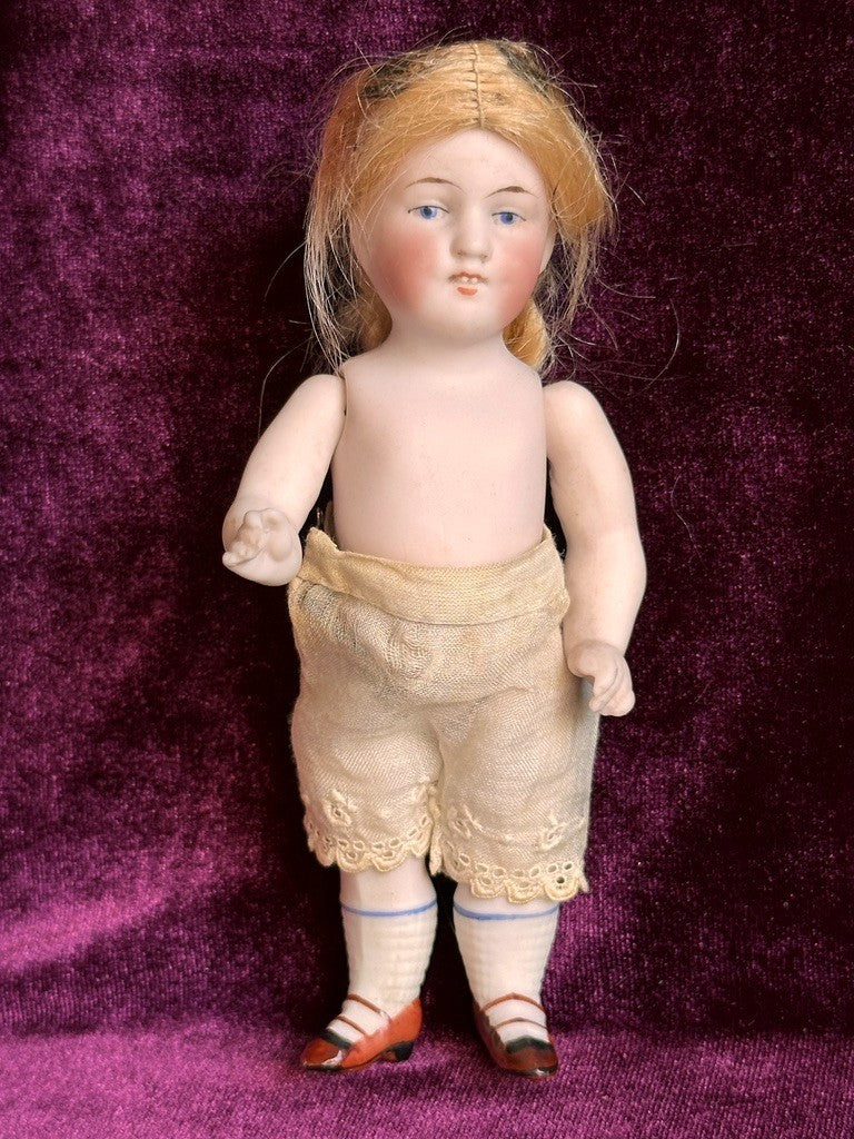 Lot of 2 Antique German Miniature Kestner 150 All Bisque Mignonette Dolls
