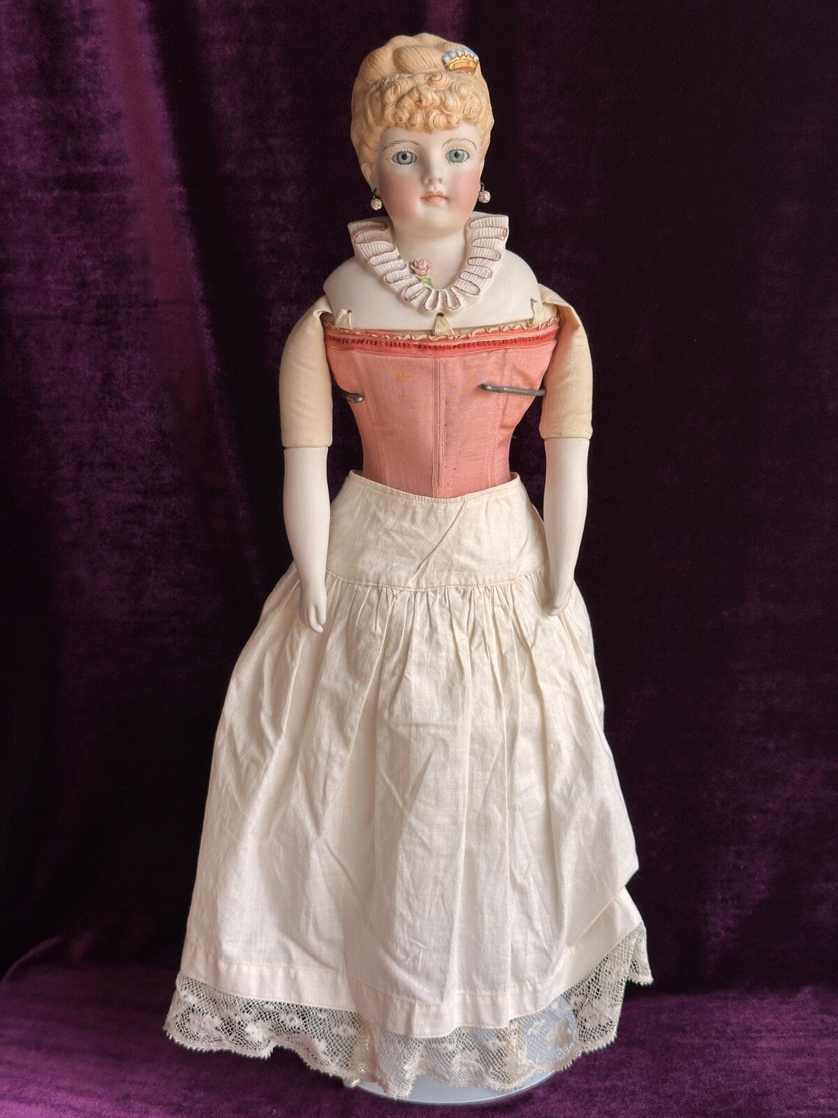 Rare Vintage 20.5” Reproduction of Antique German Kling Parian Doll Glass Eyes