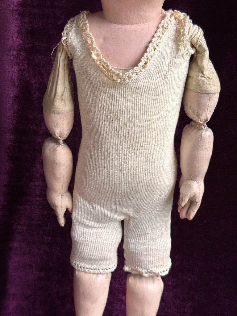 Antique American 20” Martha Chase Oil Painted Cloth Baby Doll