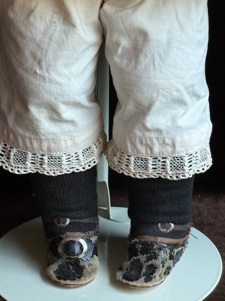 Rare Antique German 21” Simon Halbig 759 Bisque Socket Head Leather Body Doll
