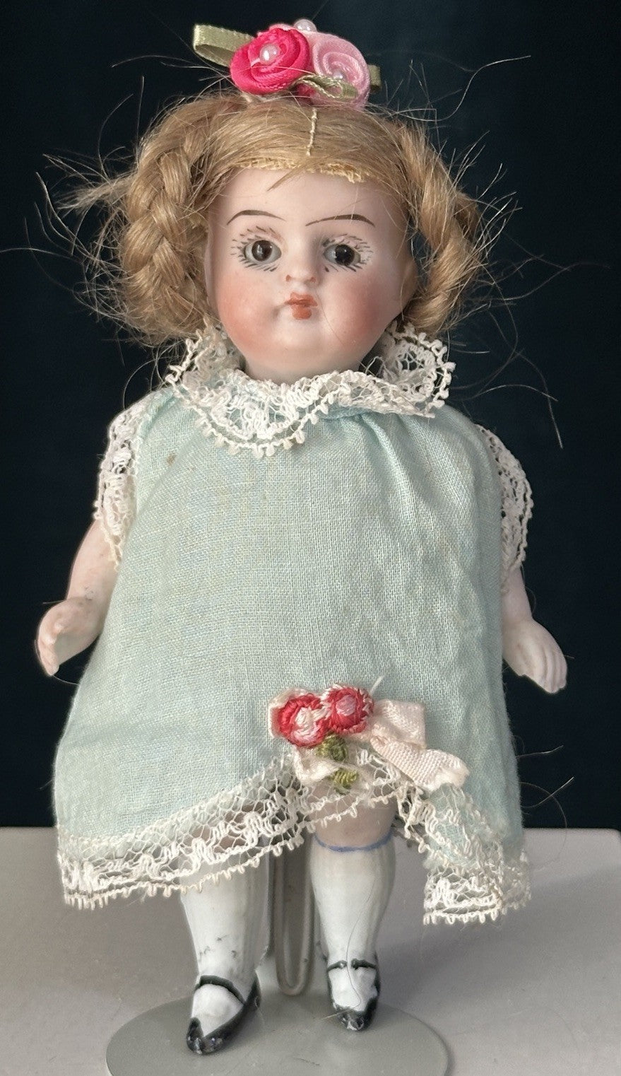 Antique German Kestner 4 1/2” All Bisque Mignonette Doll Closed Mouth Mold 150