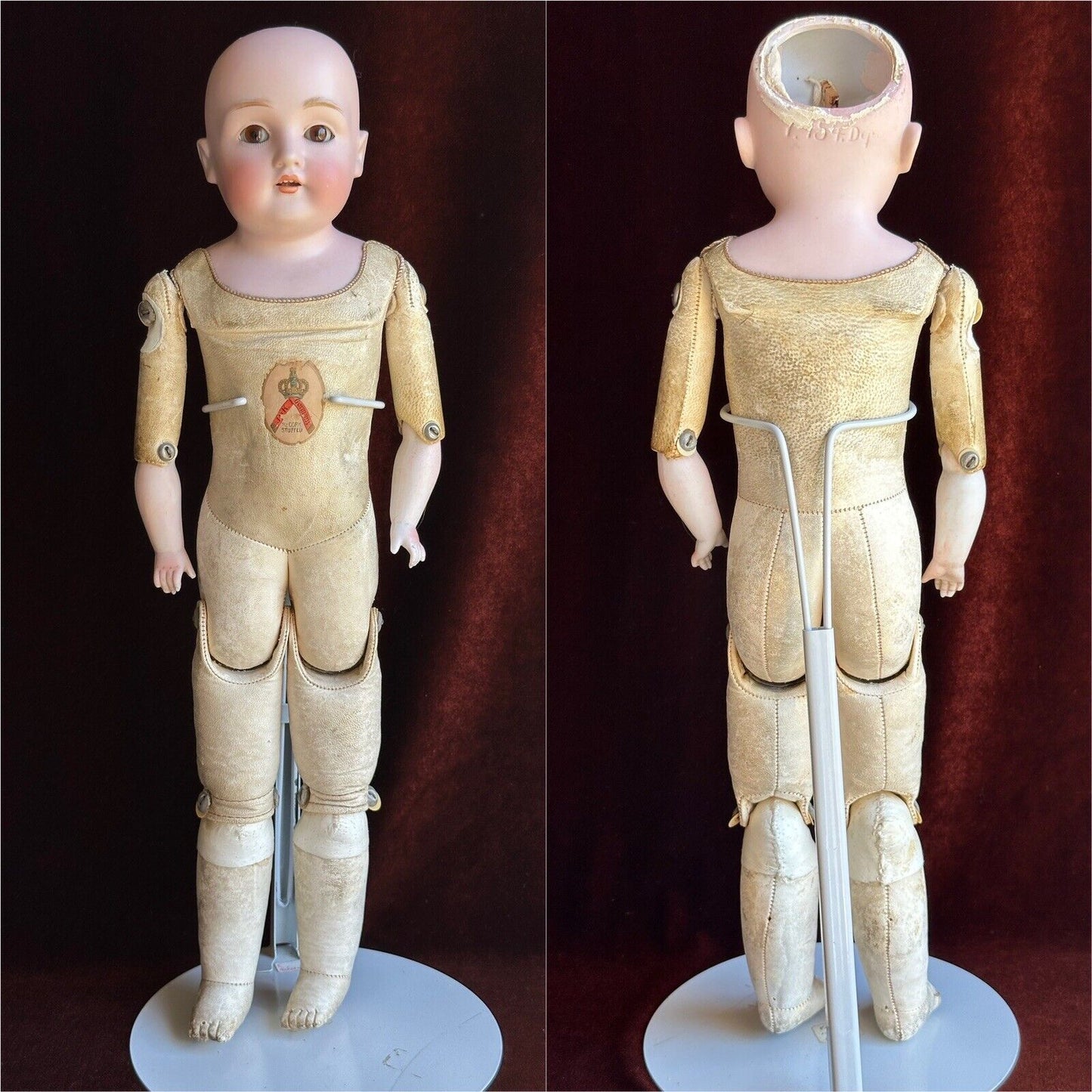 Antique German 18” Kestner 154 Bisque Shoulder Head Doll Stamped Body