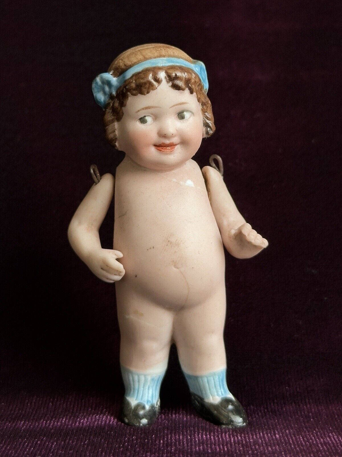 Antique German 2.75” Miniature All Bisque Googly Eyes 89-7 Character Doll