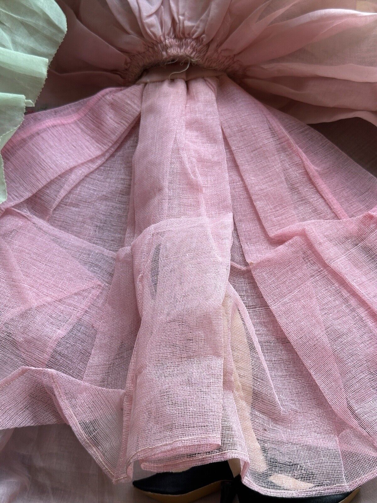 Antique Art Deco 29” French Boudoir Flapper Cloth Face Mask Doll