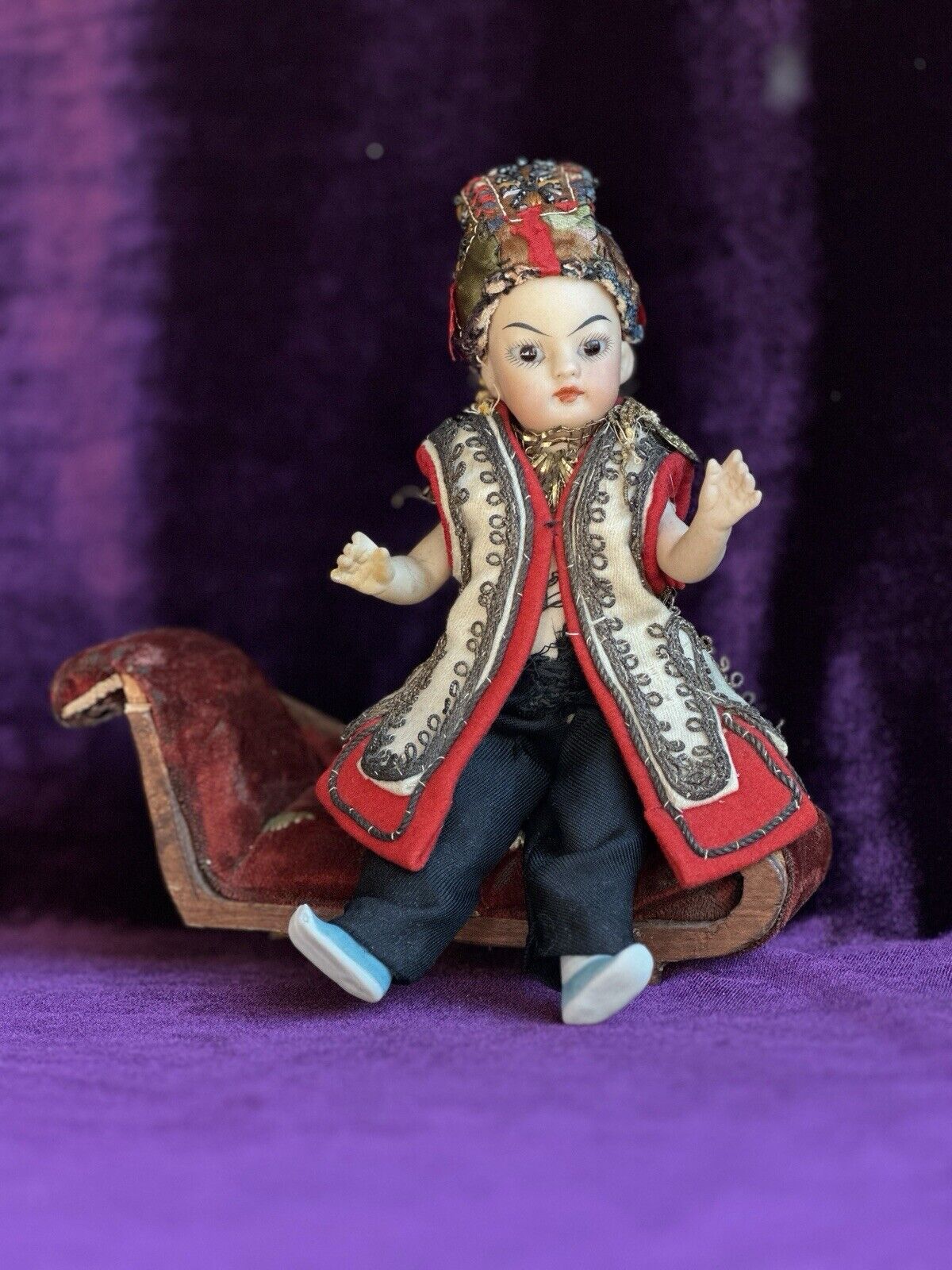 Antique German 6.75” Simon Halbig Asian All Bisque Oriental Boy Doll